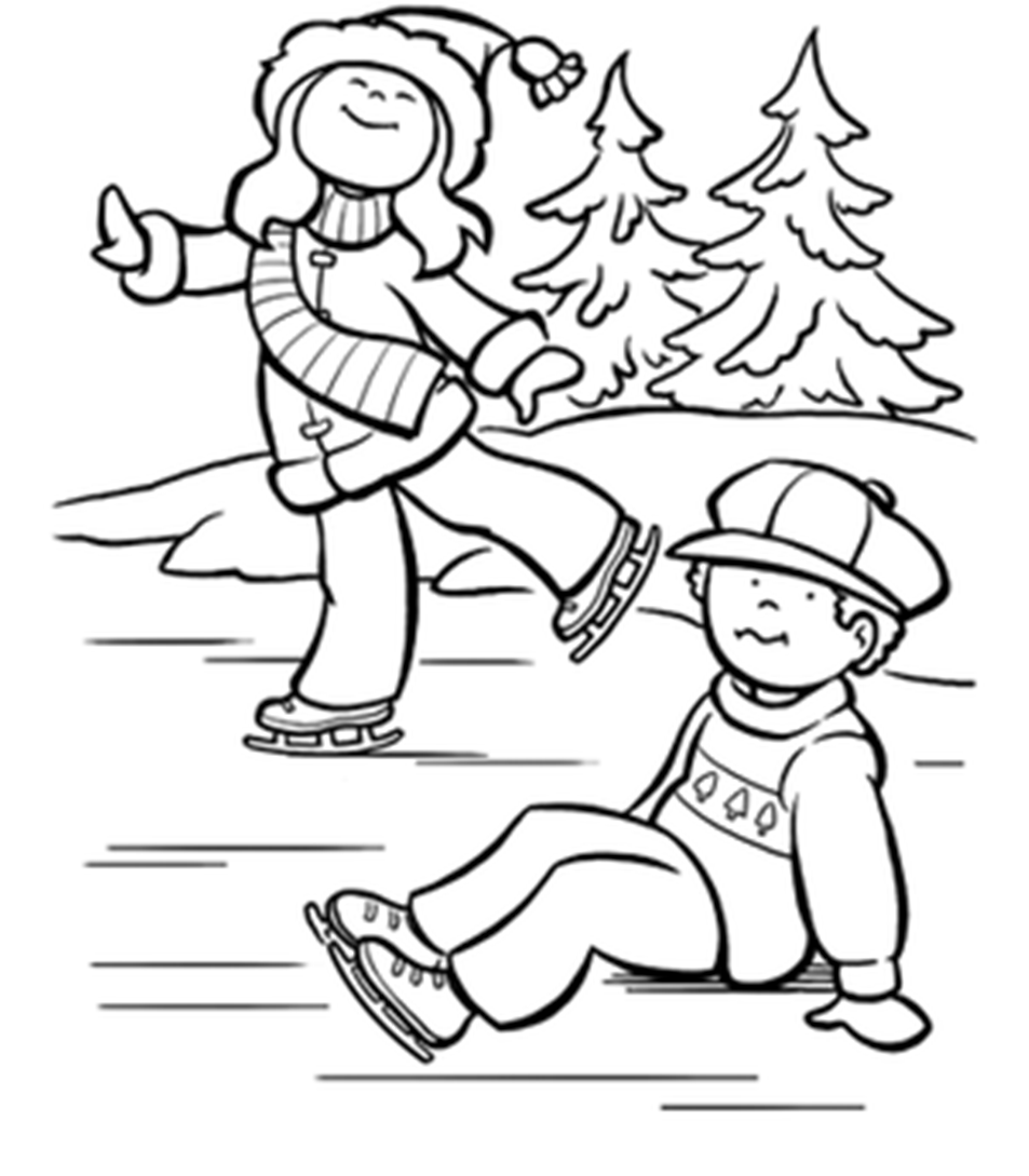 Free Winter Coloring Pages Ice Skating Kids | Winter Coloring ...