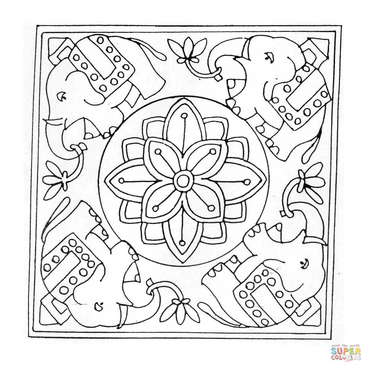 Elephant Mandala coloring page | Free Printable Coloring Pages