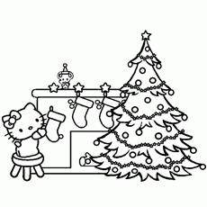 Hello Kitty Christmas Coloring Page - Coloring Pages for Kids and ...