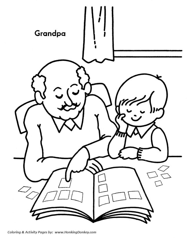 Grandparents Day Coloring Pages - Grandpa teaches me things 