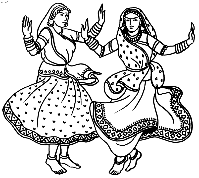 Ahmedabad, Gujarat Folk Dances Coloring Pages, Ahmedabad, Gujarat 