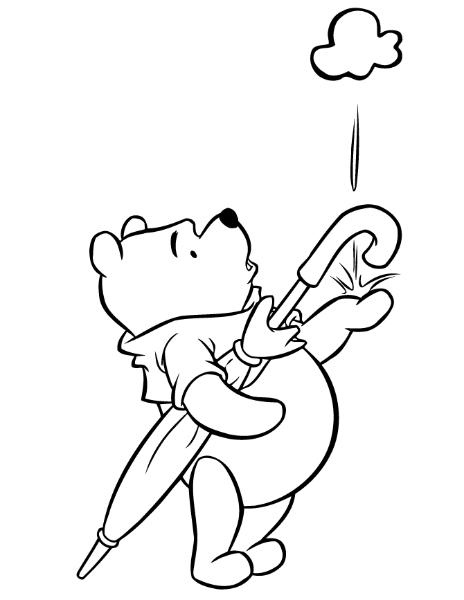 Winnie The Pooh Starting To Rain Coloring Page | Free Printable 