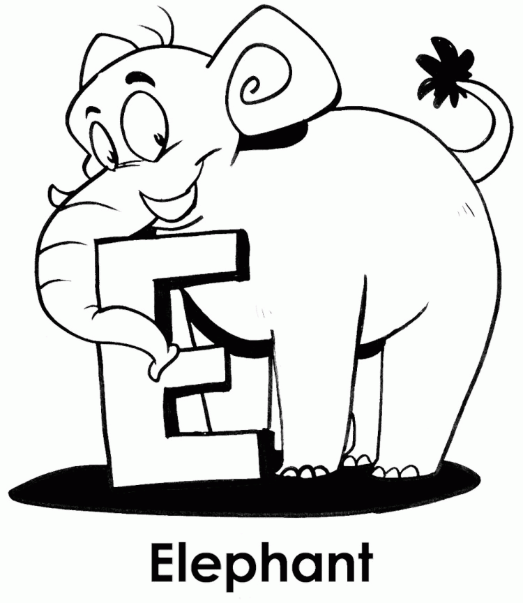 E Is For Elephant Coloring Page Coloring Home