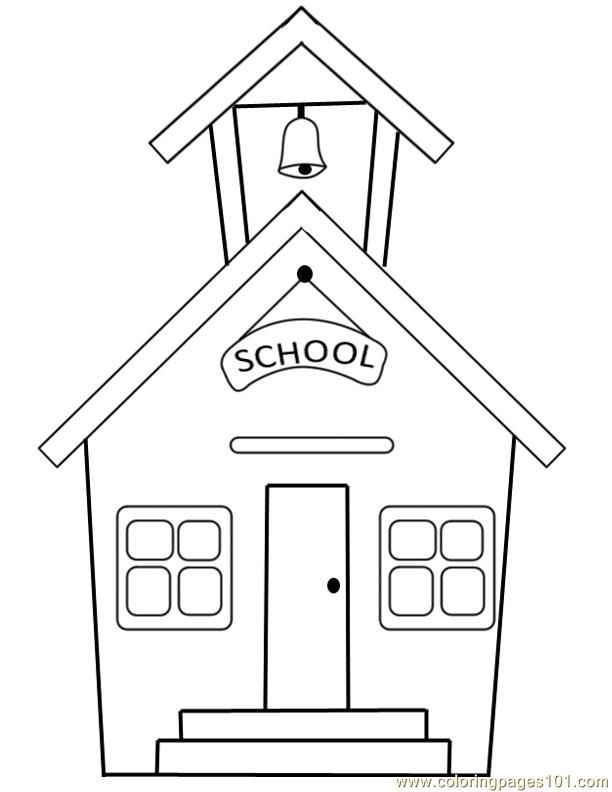 Coloring Pages School building (Education > School) - free 