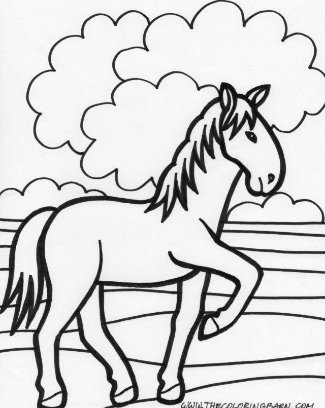 Coloring Page Mom And Baby Horse Ginormasource Kids Baby Horse 