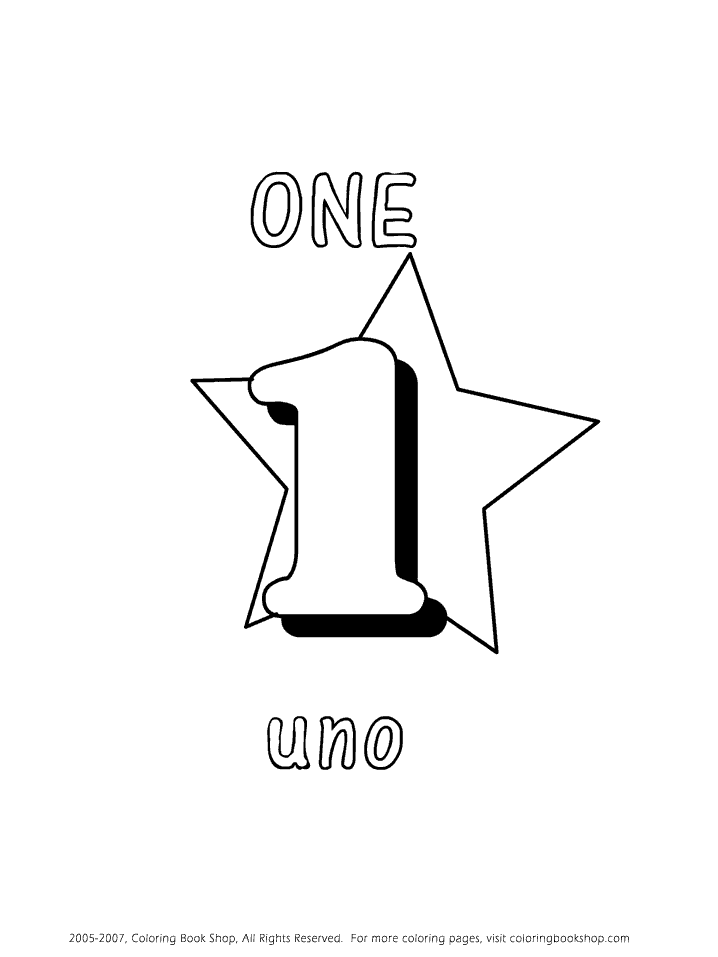 Uno Numbers learning spanish coloring page