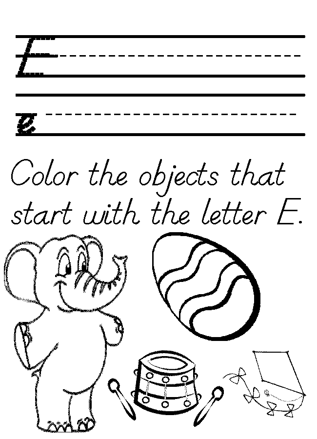 e coloring pages preschool - photo #40