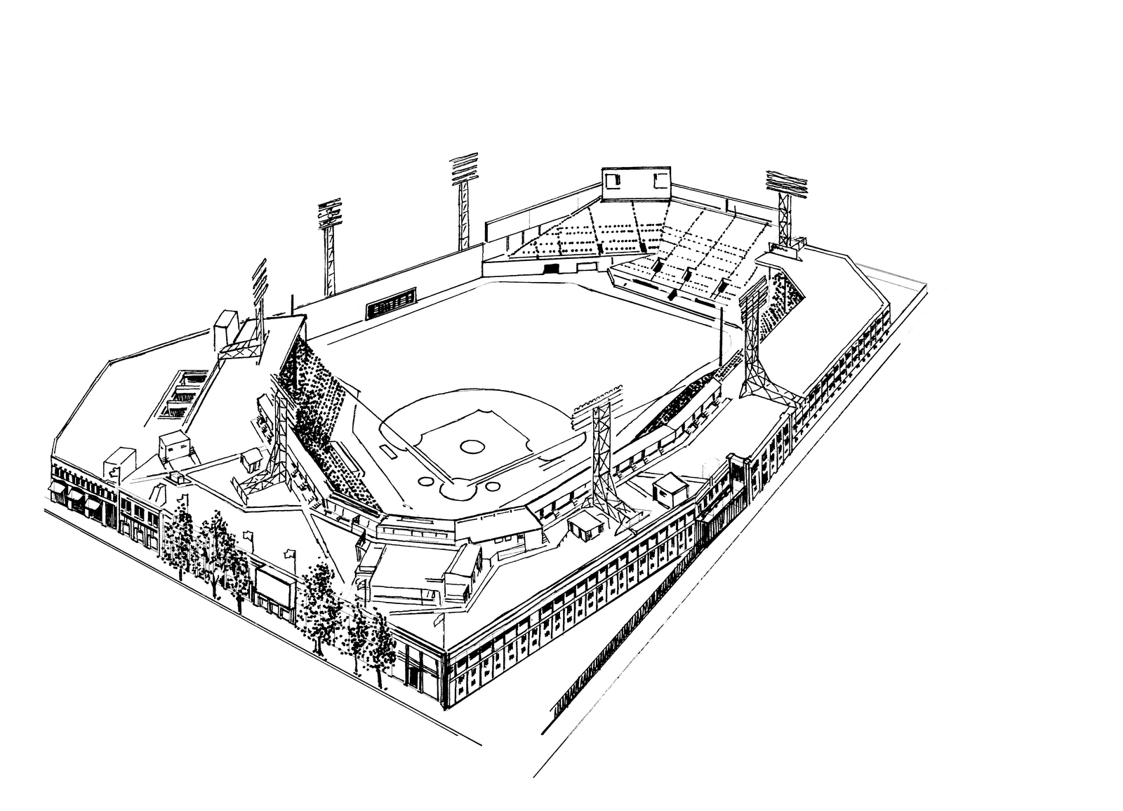 Fenway Park - Boston Red Sox Stadium Coloring Page