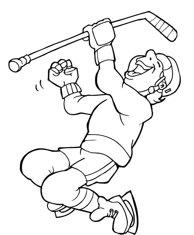 Hockey Coloring Page | Player Celebrating a Goal