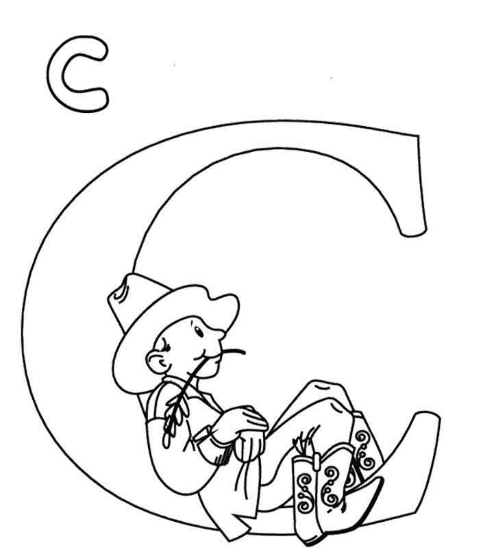 Letter C Is For Cowboy Coloring For Kids - Activity Coloring Pages 