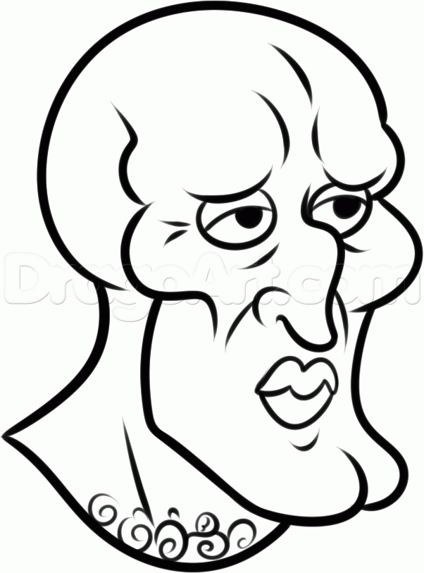 How to Draw Handsome Squidward, Step by Step, Nickelodeon 