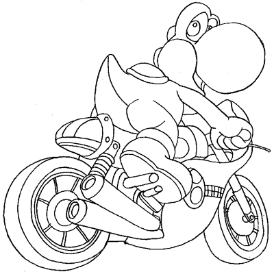 Yoshi Mario Kart Coloring Page