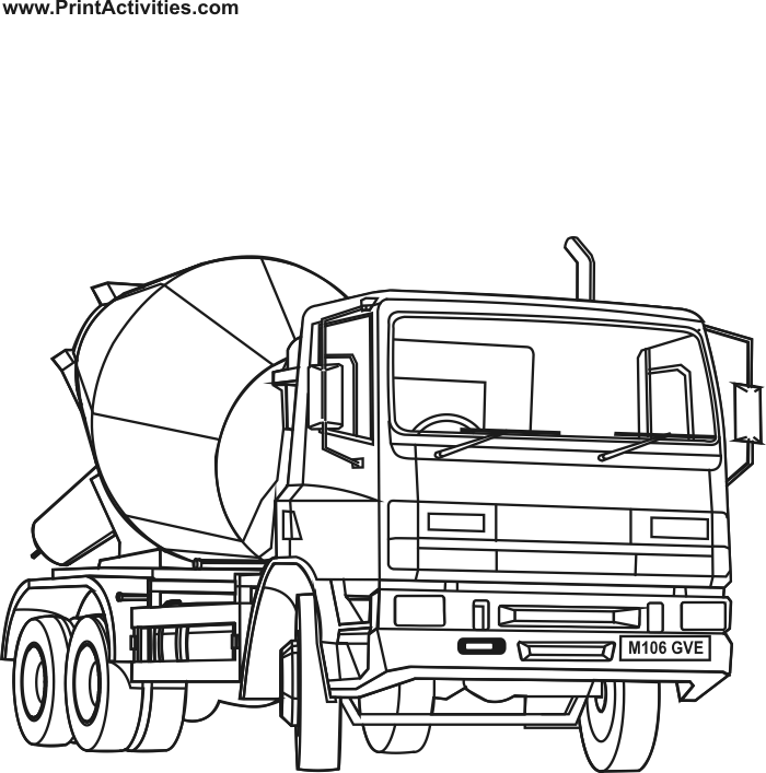 Online Cement Truck Printable Coloring Pages - Kids Colouring Pages