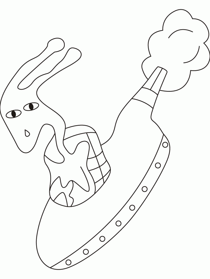 An alien on his UFO coloring pages | Download Free An alien on his 