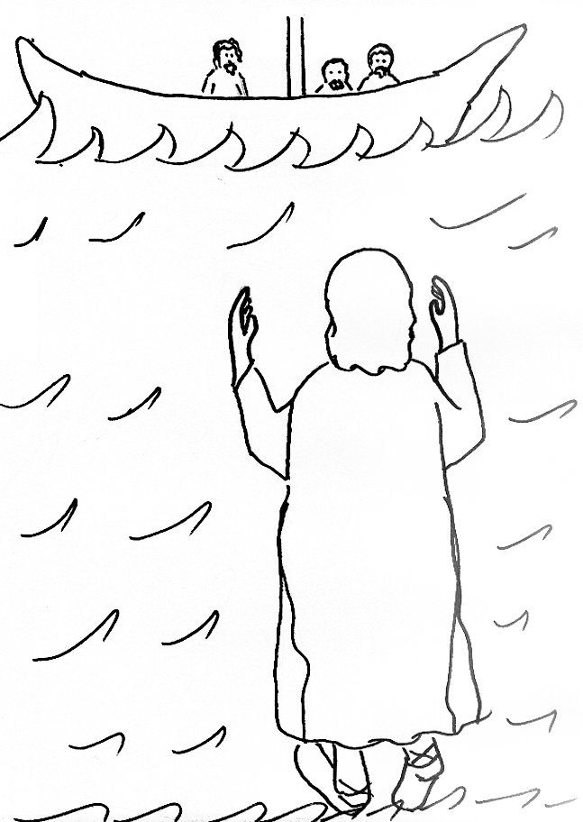 Bible Story Coloring Page for Jesus Walks on Water | Free Bible 
