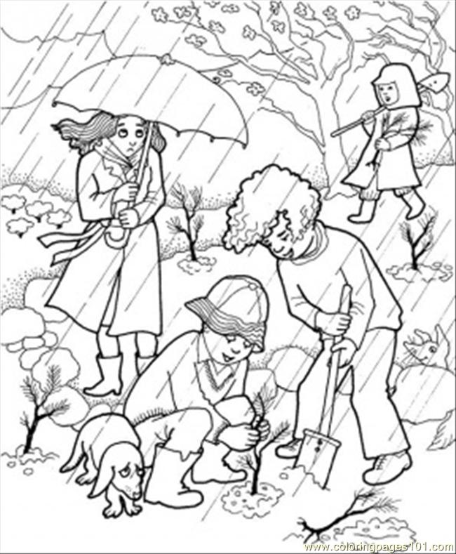 Coloring Pages Rain In The Garden (Natural World > Fallouts 