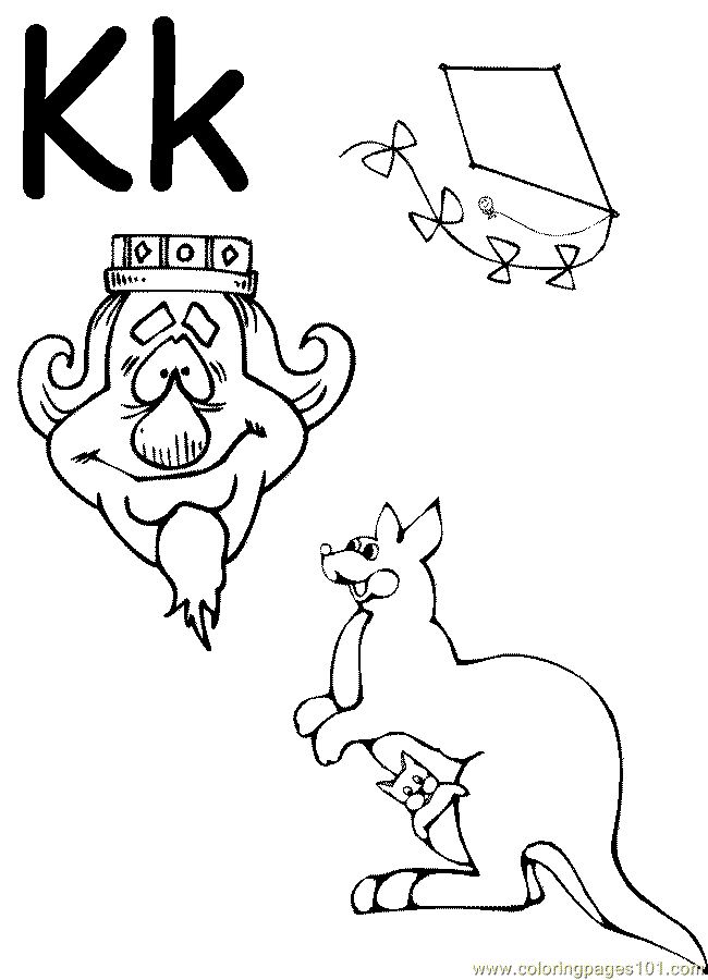 Coloring Pages Alphabet K (Education > Alphabets) - free printable 