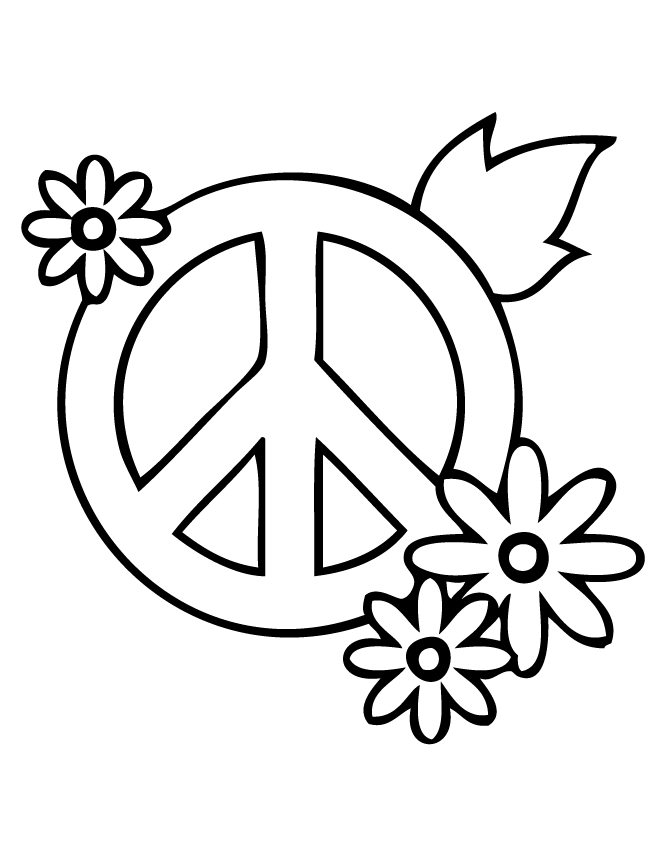 peace sign flower Colouring Pages