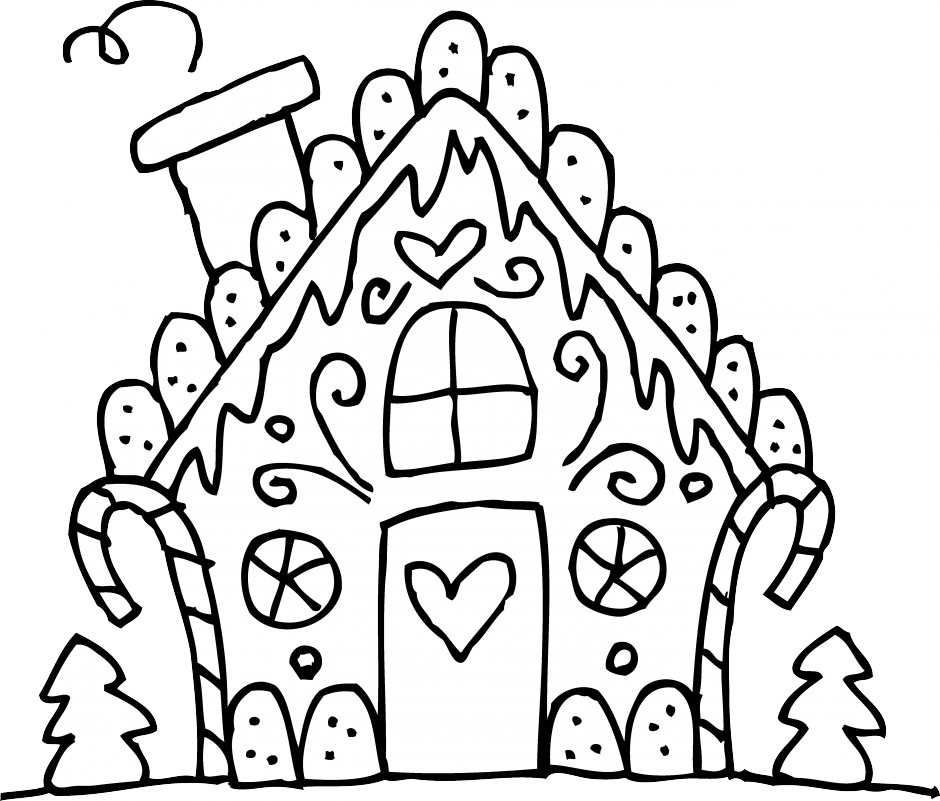 Cute Gingerbread House Line Art Free Clip Art 167593 Yule Coloring 