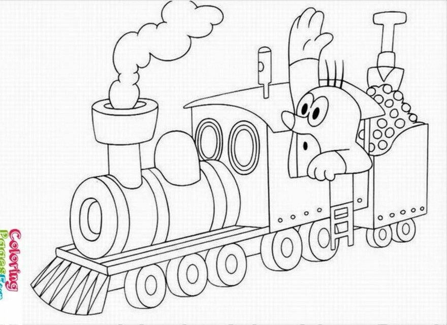 Mole In Steam Train Coloring Page Coloringplus 214656 Steam Train 