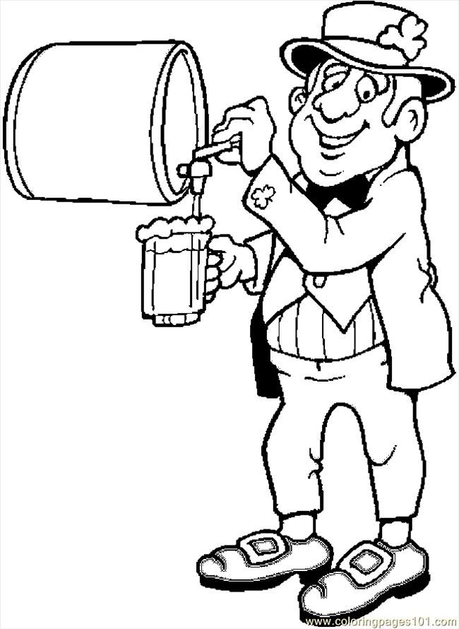 Coloring Pages Leprechaun With Beer 3 (Holidays > St. Patrick's 
