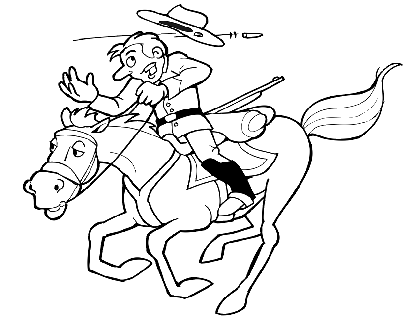 Horse Coloring Page | Civil War Soldier Riding Horse
