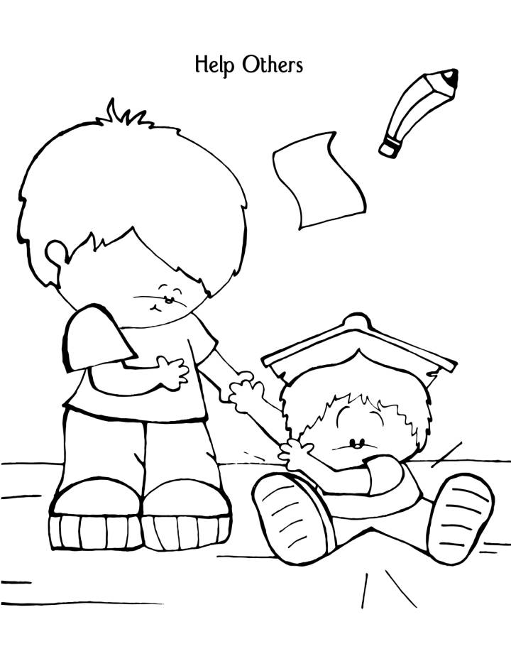 98 Simple Coloring Pages Of Children Helping for Adult
