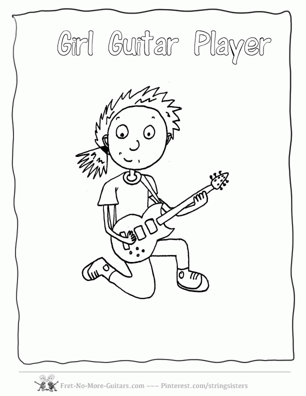 guitar coloring pages girl guitar player 5