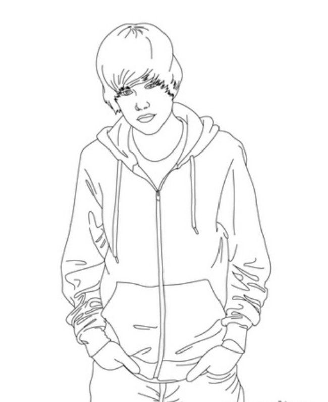 Justin Bieber with Hands in the Pockets Coloring Page – Printable 