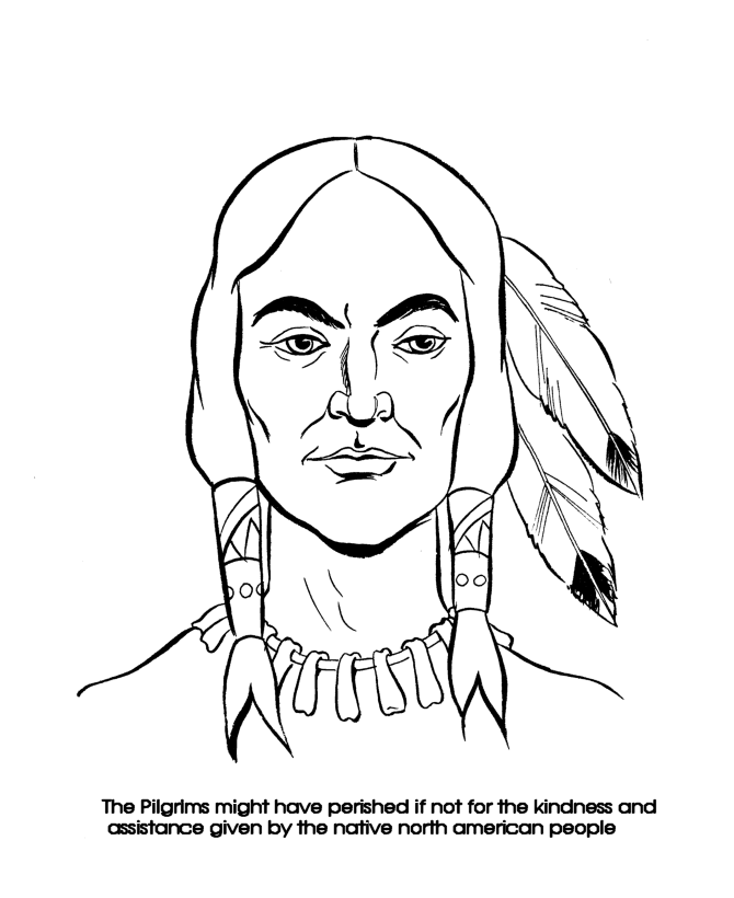 The First Thanksgiving Coloring page sheets: Squanto coloring 