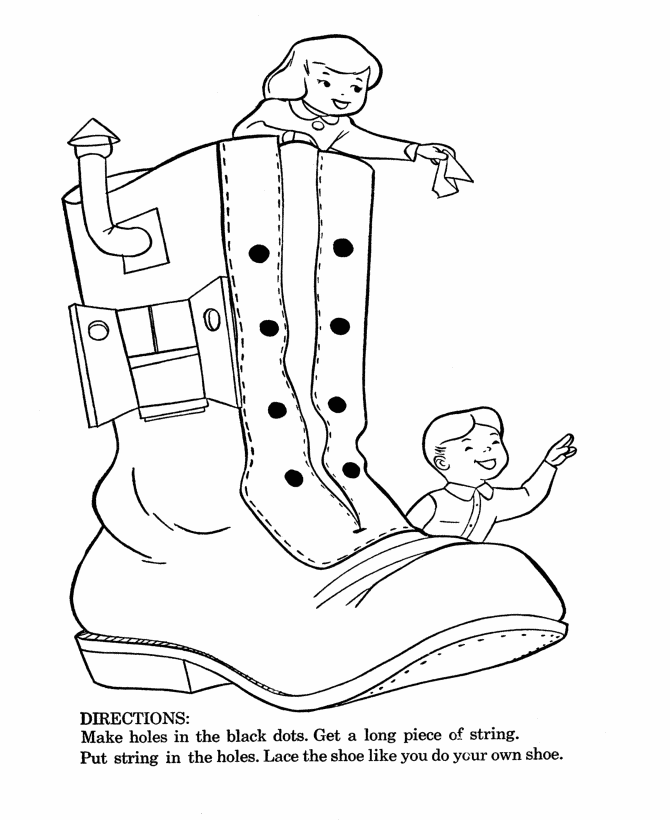 BlueBonkers - Nursery Rhymes Coloring Page Sheets - Old Woman 
