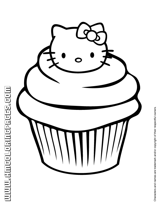 Hello Kitty Cupcake Coloring Page | Coloring Pages & Activites | Pint…