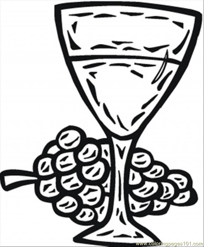 wine glass and grapes Colouring Pages