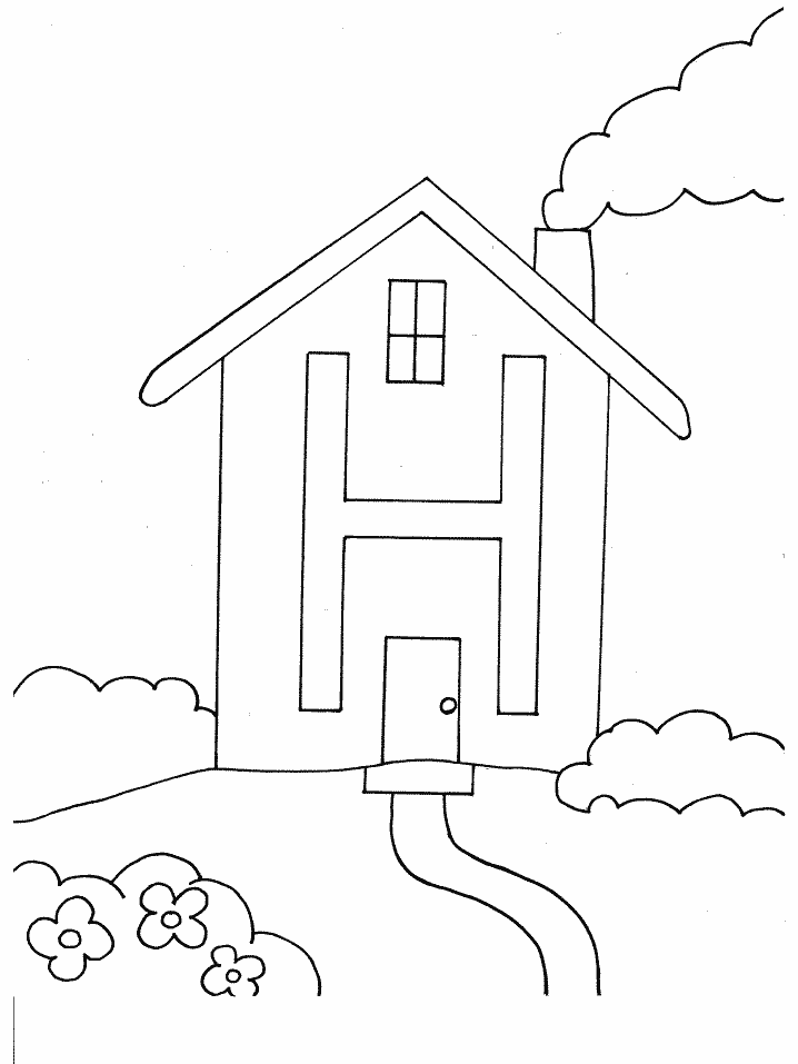Printable H House Alphabet Coloring Pages