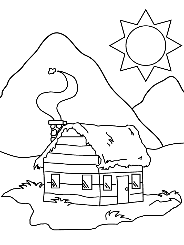cabin Colouring Pages (page 3)