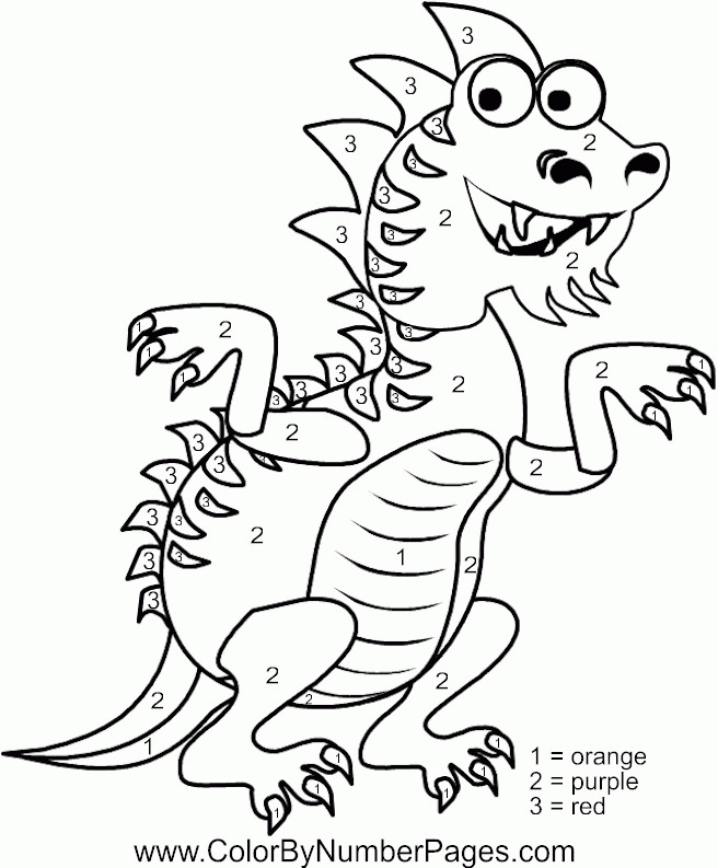 Color By Number Dragon Colouring Pages - Coloring Home