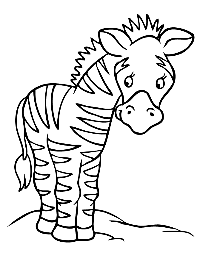 Cute Cartoon Zebra Coloring Page | Free Printable Coloring Pages