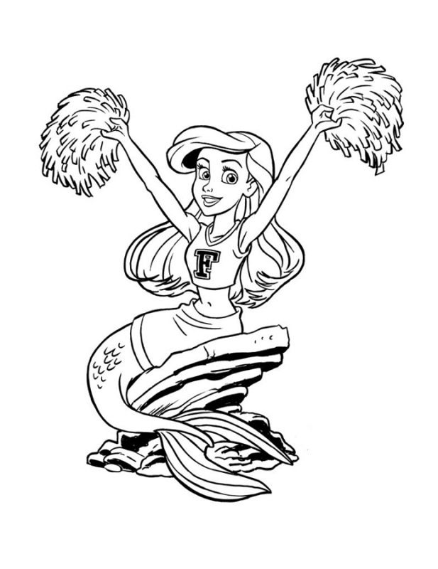 Ariel and a Dog Coloring Page | Kids Coloring Page