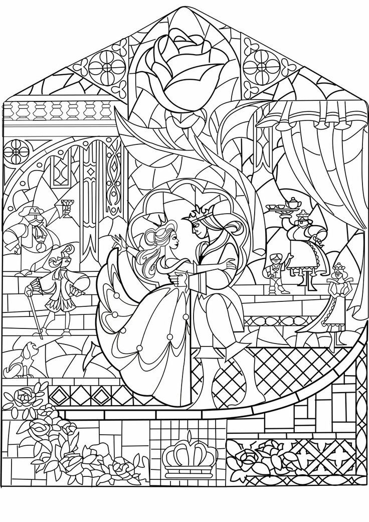 Beauty and the beast glass coloring page | Beauty and the Beast | Pin…