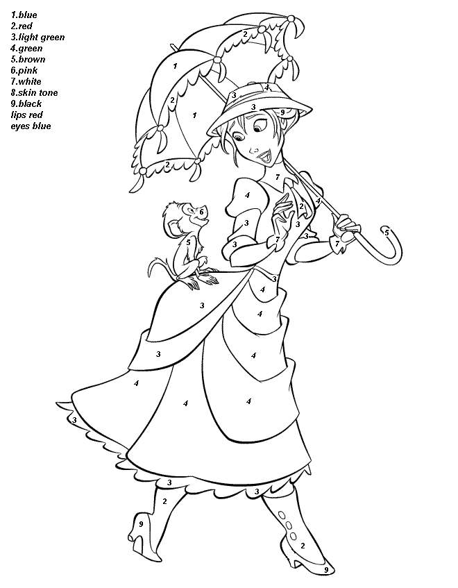 Cute Girl Color By Number Coloring Pages