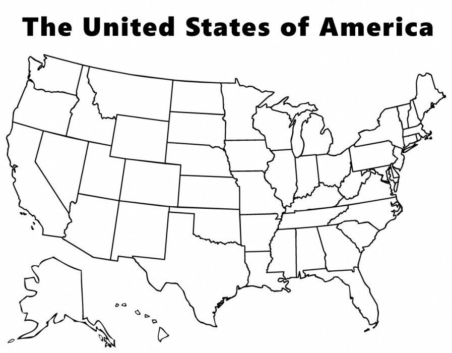 Map Of United States Coloring Page
