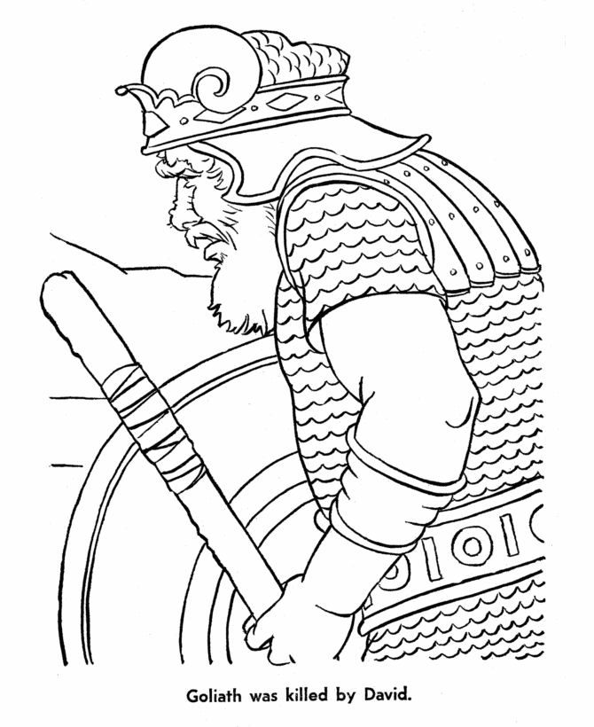 Bible Story characters Coloring Page Sheets - David killed Goliath 