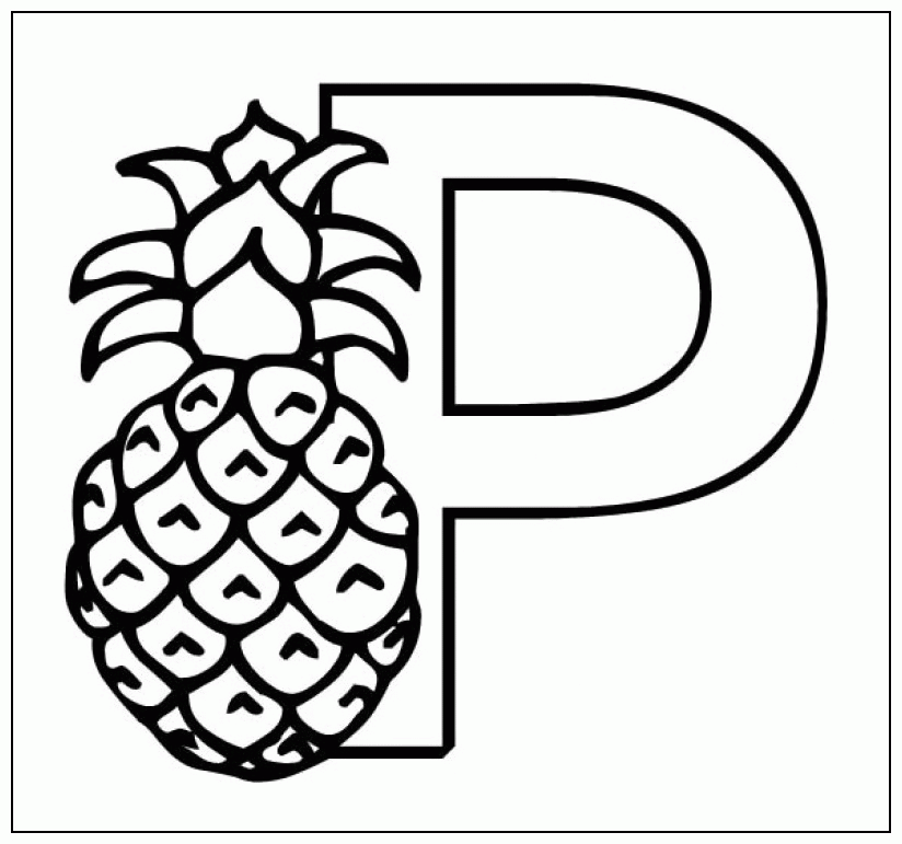 P Pineapple Coloring Pages Kids Colouring