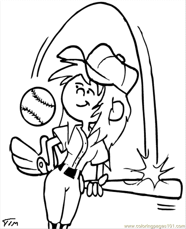 girl softball player Colouring Pages