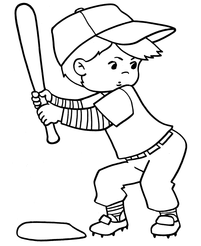Boy playing baseball coloring page