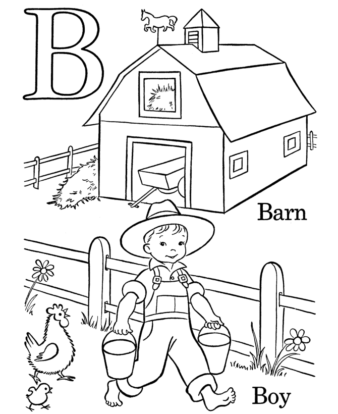 Alphabet Coloring Pages | Letter B - Free printable farm Alphabet ...