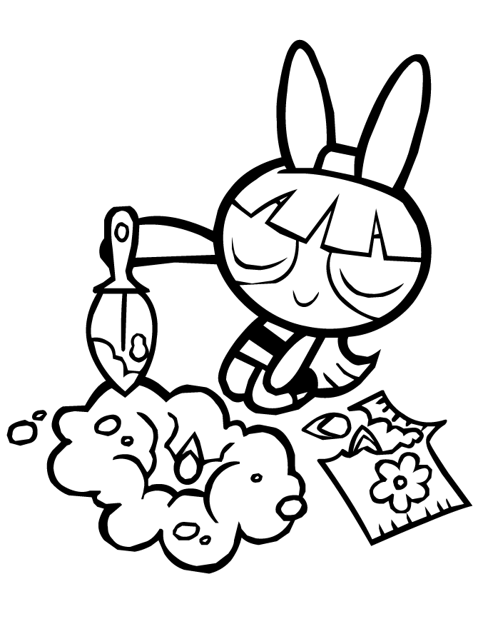 Powerpuff Girls Blossom Planting Flowers Coloring Page | HM 