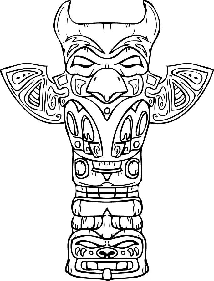 Totem Pole Coloring Page Coloring Home