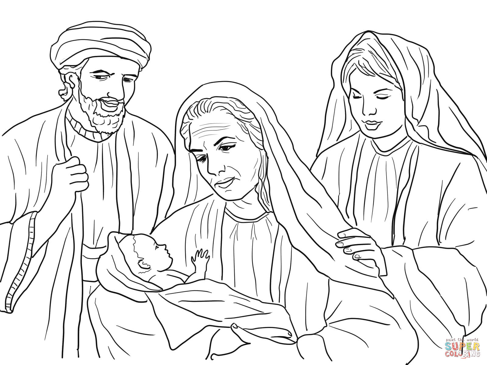 Boaz, Naomi, Ruth and Baby Obed coloring page | Free Printable ...