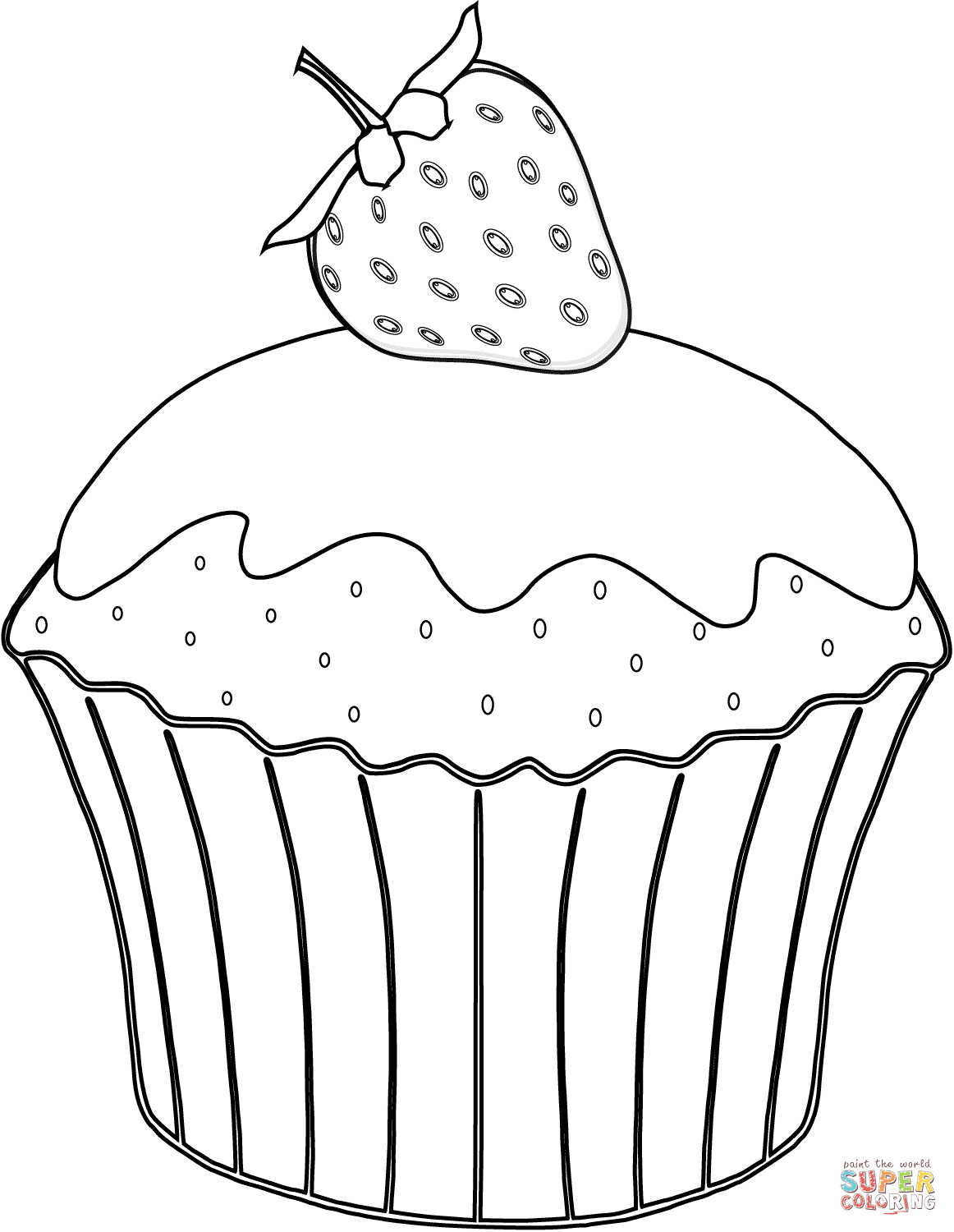 Muffin with Strawberry coloring page | Free Printable Coloring Pages